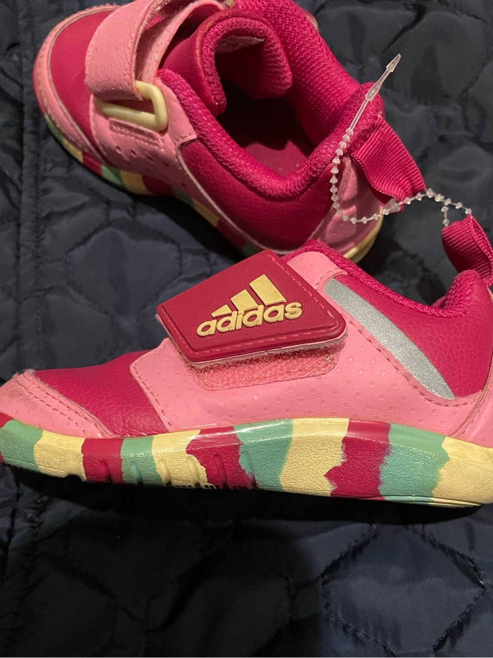 adidas Kids Hot Pink and Light Pink Sneakers with Multicolor Sole